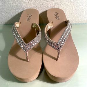 Thalia Sodi Emira Faux Leather Embellished Wedge Sandals